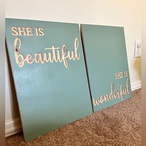 Two Wooden Handmade Nursery Signs
